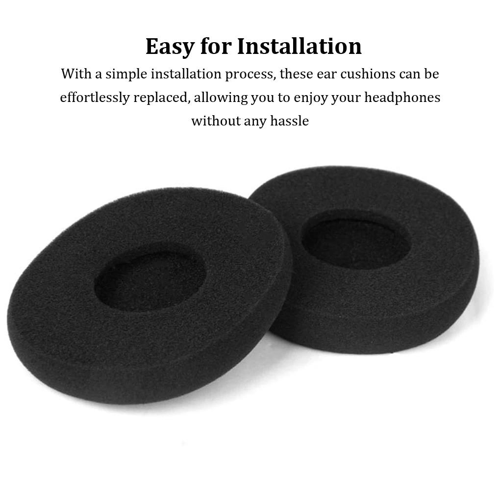 2pcs Black Soft Sponge Cushions For Earphones Provide Ultimate Comfort Headphone Cover Ear Cushions