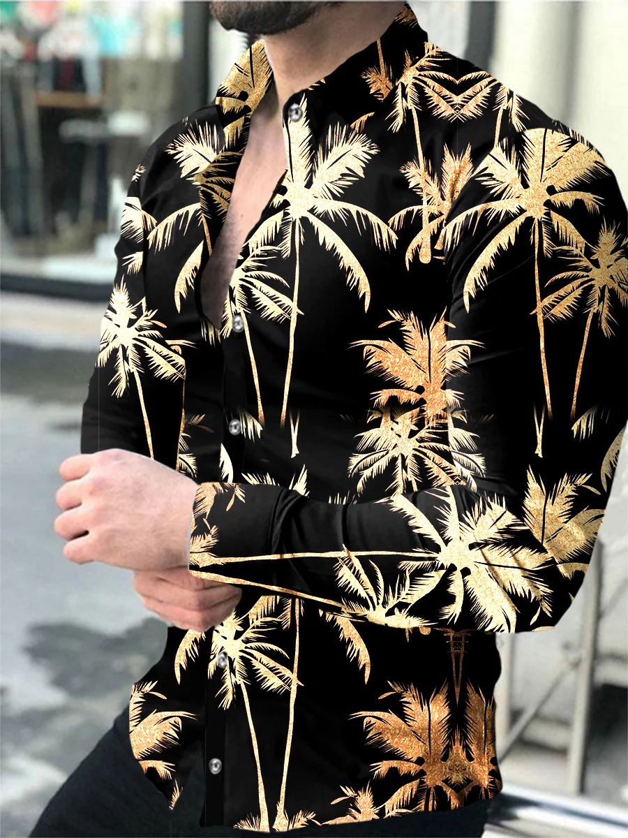 Comfortable Men\'s Tops Lion Palm Graphic HD Pattern Button Long Sleeve Shirt Fashion Casual Outdoor 2024 New Spring Autumn