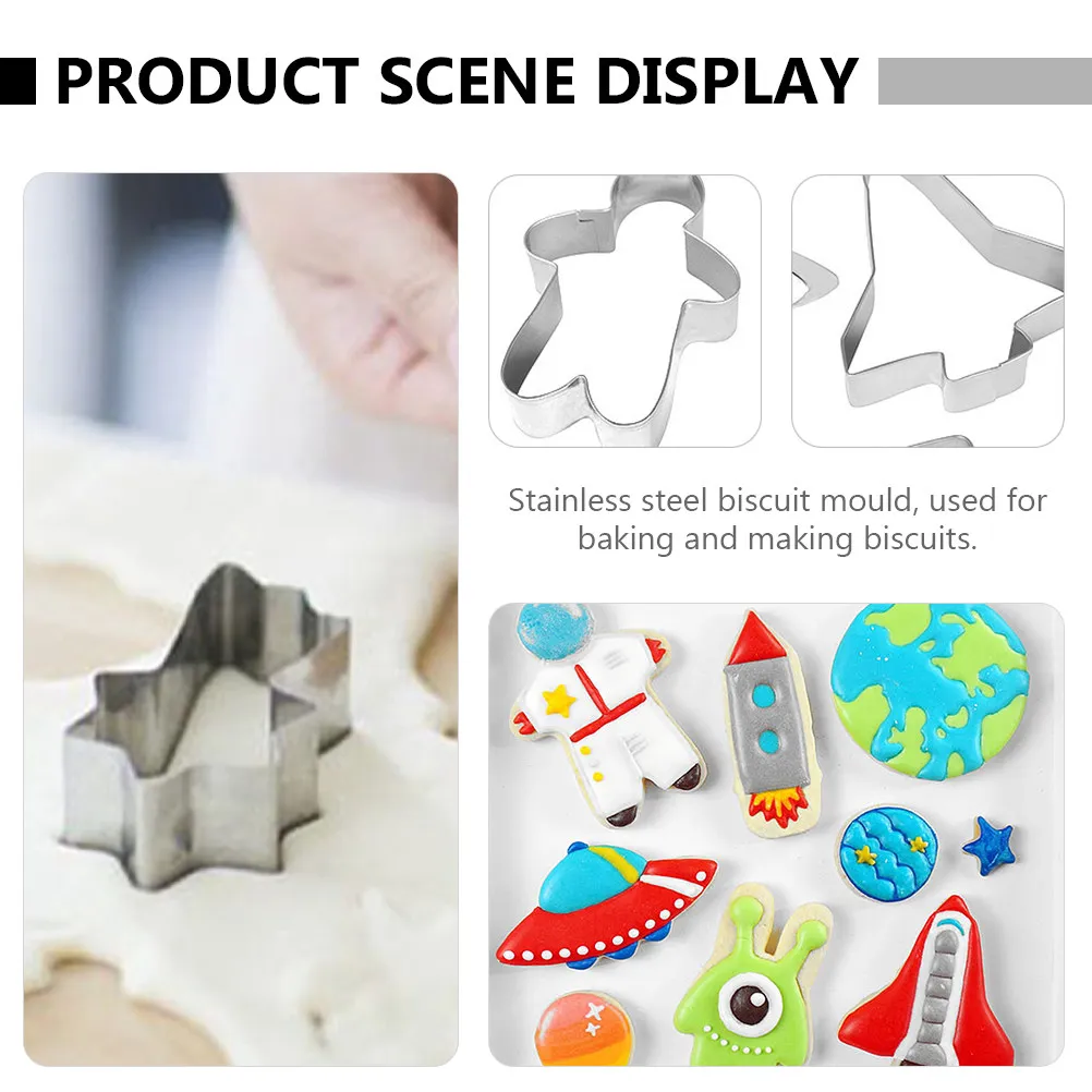 9Pcs Universe Theme Baking Mold Set Stainless Steel Outer Space Cookie Mould Creative Biscuit Cutter for Fondant Chocolate DIY
