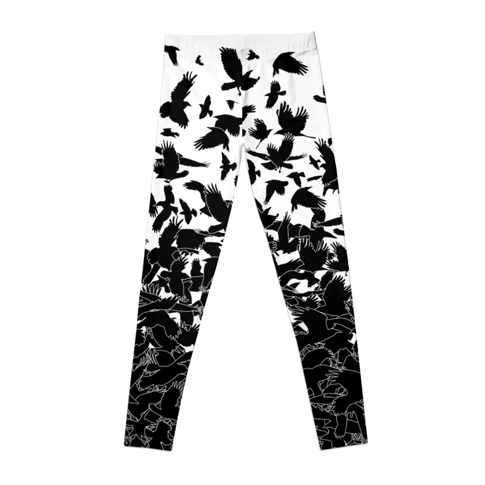 Raven Crow Flying Birds Abstract Goth Halloween Pattern Leggings women's high waist leggings Woman pants