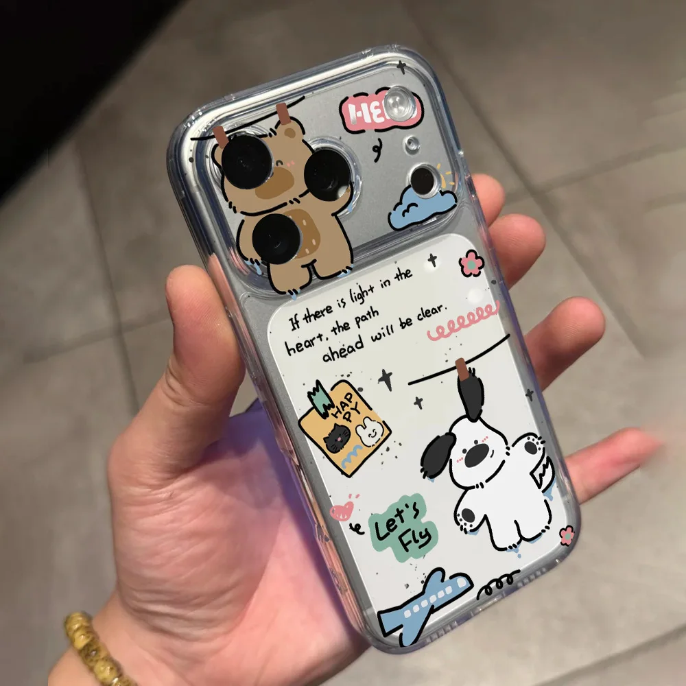 

Ультратонкий прозрачный мягкий чехол из ТПУ для iPhone 17, Air 16, 15, 14, 13, 12, 11 Pro Max Plus, мини-чехол с рисунком «Счастливая собака»