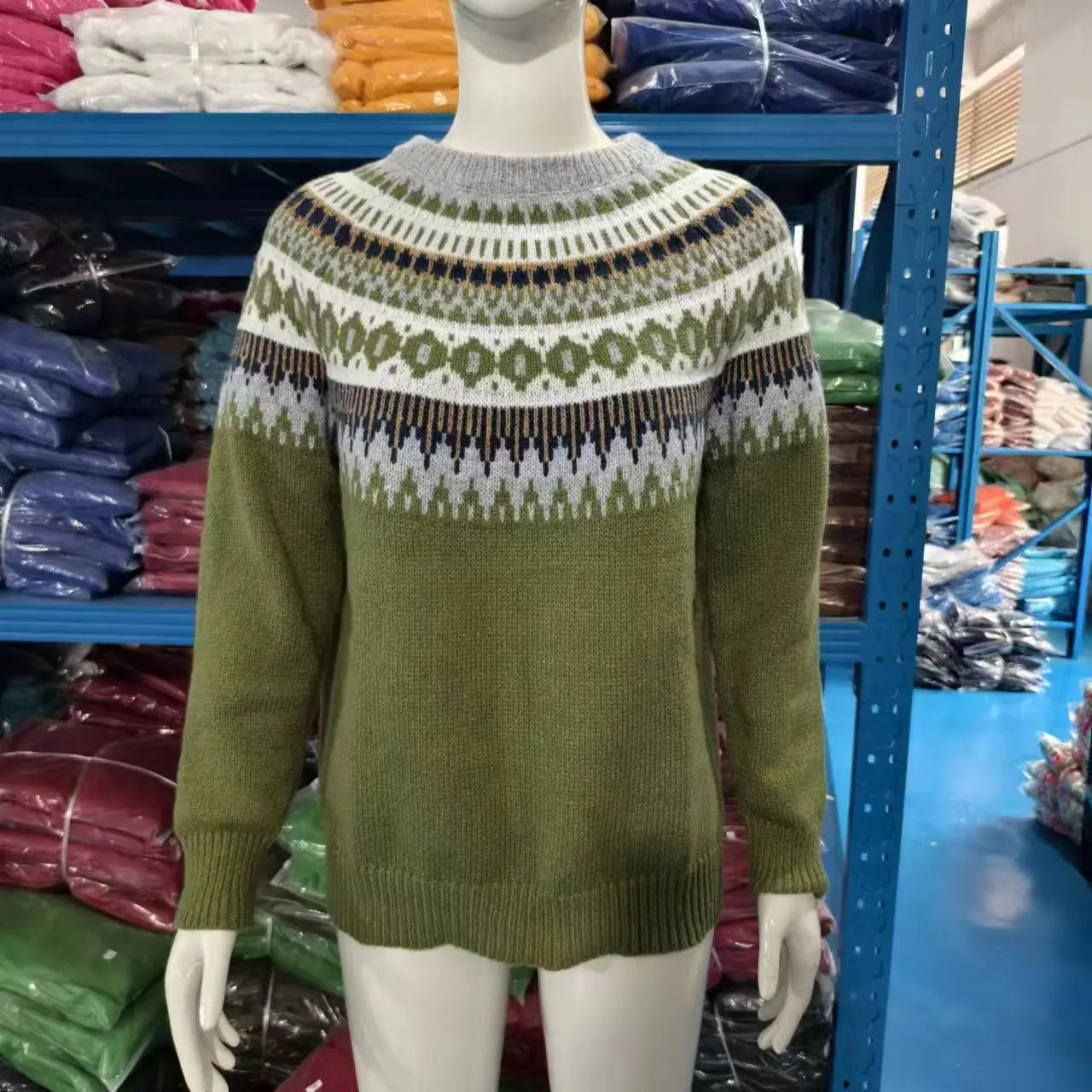 New Fashion Knitted Sweaters Women Winter Warm Graphic Printing Retro Long Sleeve O-Neck Sweater Pullovers Tops Clothing