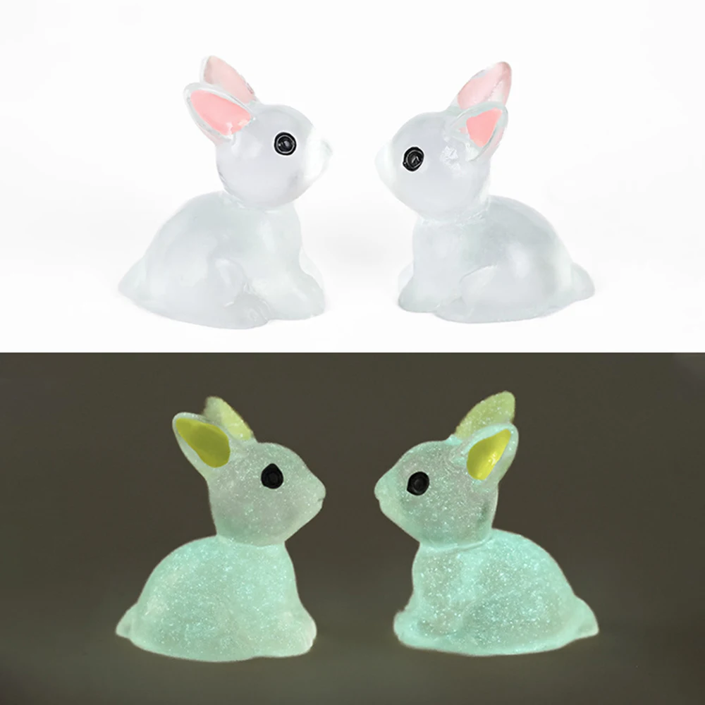 Luminous Little Rabbit Ornaments, Micro Paisagem, Kit DIY, Resina Decoração Do Jardim, Pátio Ao Ar Livre, Gramado, Quintal Acessórios