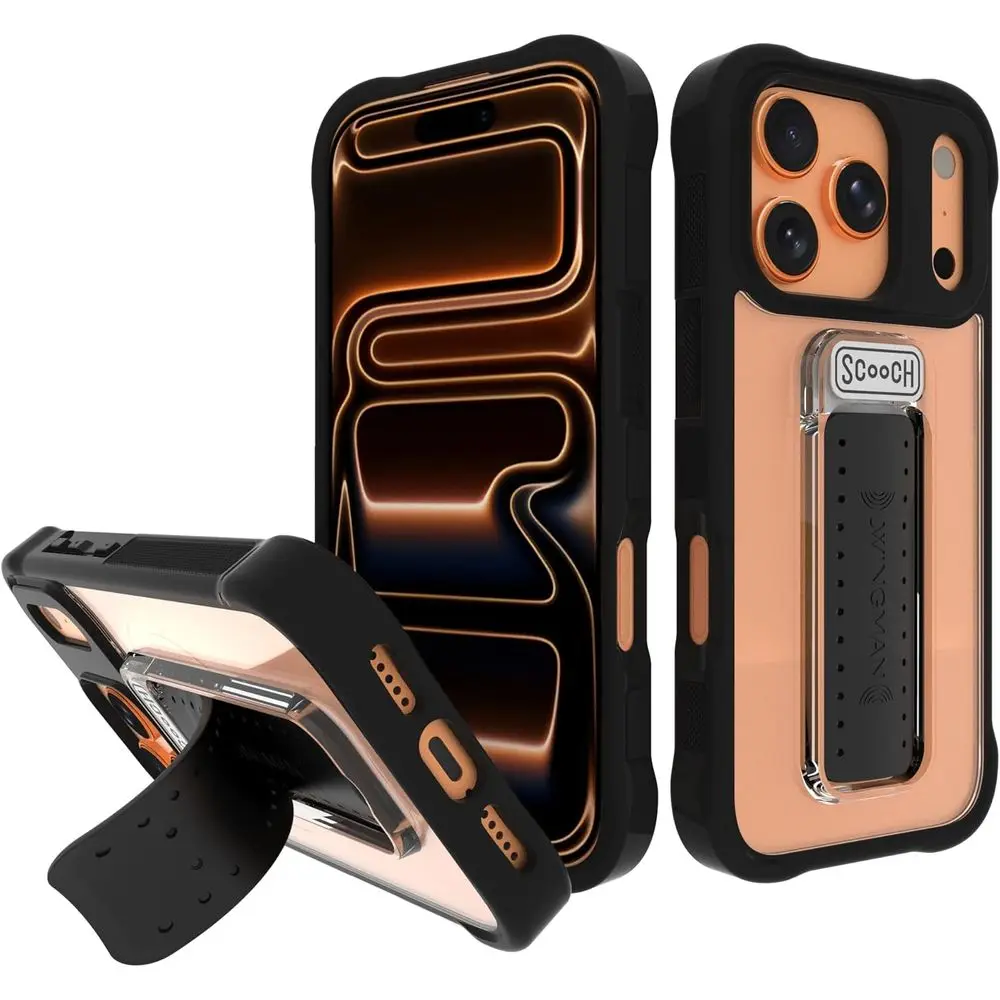 Funda Wingman 5 en 1 para iPhone 17 Pro: soporte, agarre, soporte para automóvil, protección de grado militar, diseño de esmoquin transparente