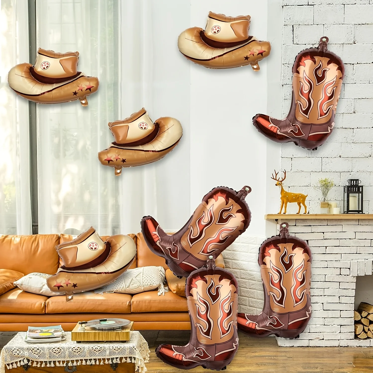 8 globos de fiesta con temática occidental que incluyen botas de vaquero y globos de sombrero de vaquero, regalo de despedida de soltera de cumpleaños con temática occidental