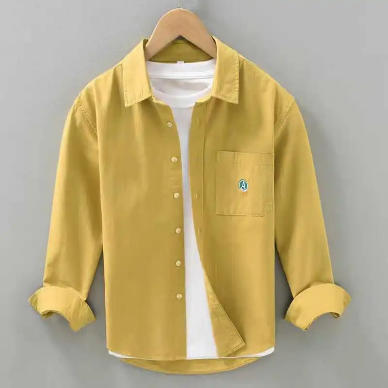 

Японская рубашка с длинным рукавом и вышивкой, мужская, весенне-осенняя, модная, повседневная, универсальная, свободного кроя, молодежная.