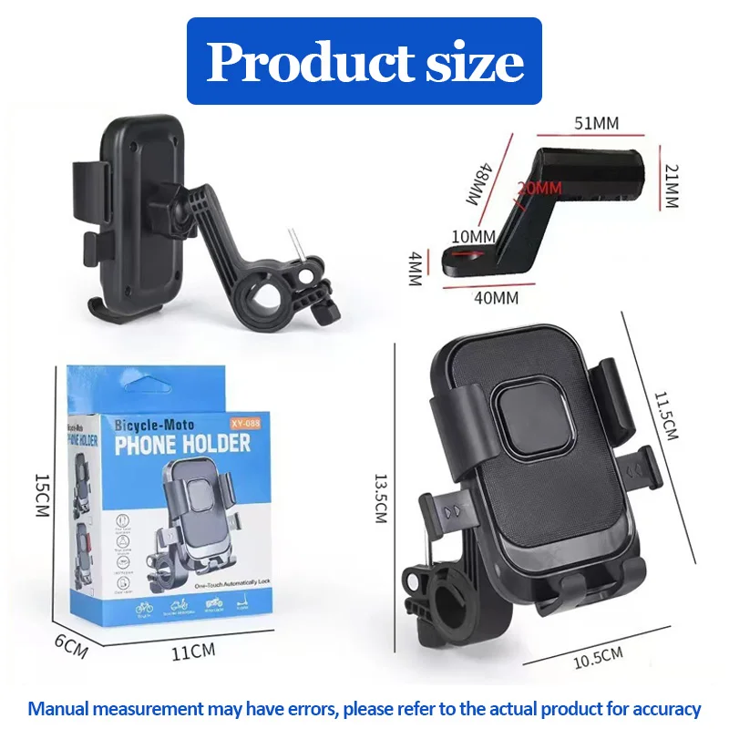 Universal Bike Phone Holder Aluminum Alloy Shockproof 360° Rotatable Navigation Bracket for Motorcycle ATV Scooter Bicycles