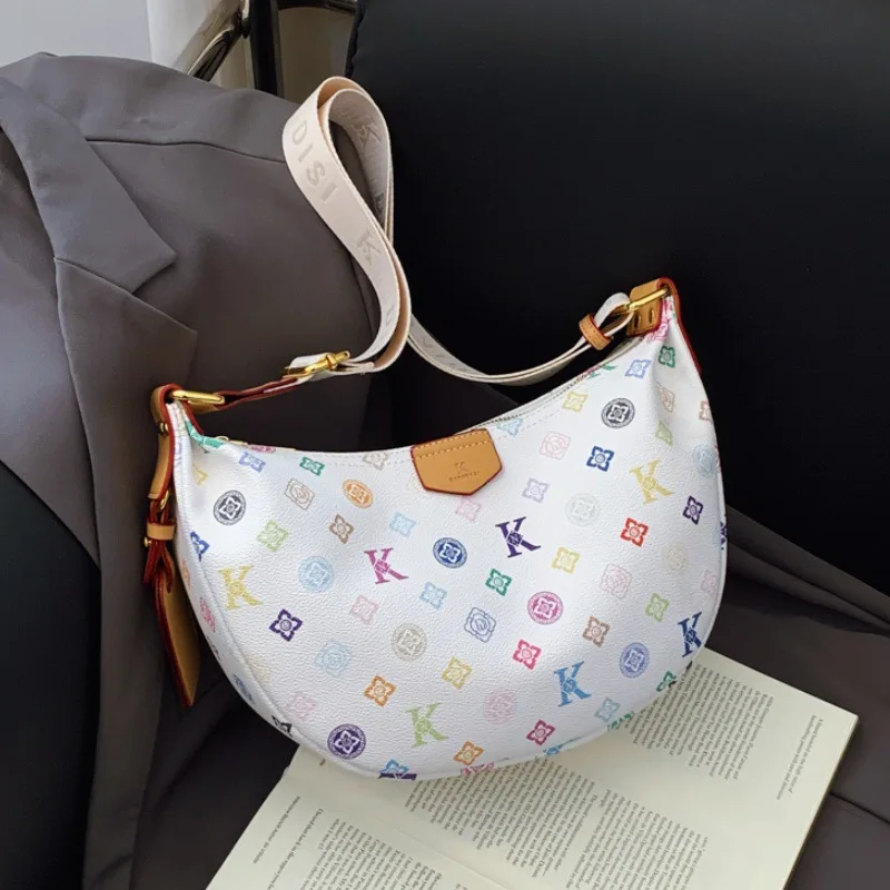 

Сумка для пельменей с цветными блоками, просторный кошелек для подмышек для женщин, винтажная сумка-тоут в форме полумесяца, большая вместительная сумка через плечо, модная сумка ​