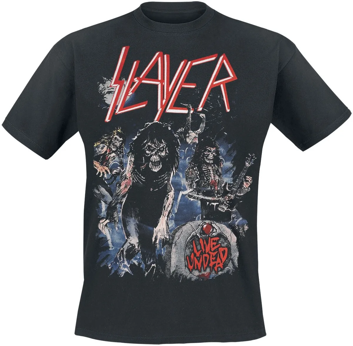 Slayer Live Undead Zombie Band Print Cotton T-shirt Men Women Thrash Metal Unisex Tee