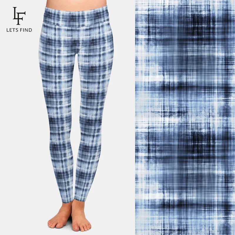 Gedrukt Leggings Vrouwen Gothic Plaid Print Elastische Hoge Kwaliteit Double Side Geborsteld Melk Zijde Hoge Taille Leggings