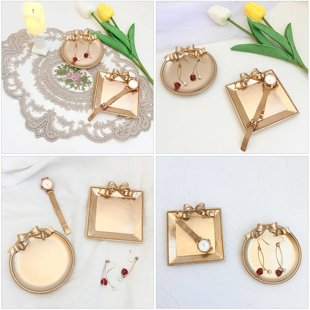 

2Pcs Resin Jewelry Tray Bowknot Design Delicate Storage Dish for Rings Earrings Necklace Decoration Plate Jewelry Tray
