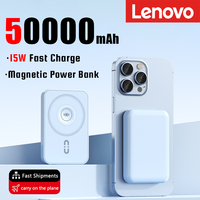 Lenovo 50000mAh High Capacity 15W Magnetic Power Bank Wireless Fast Charging Mini Poortable Powerbank for iPhone Samsung Watches