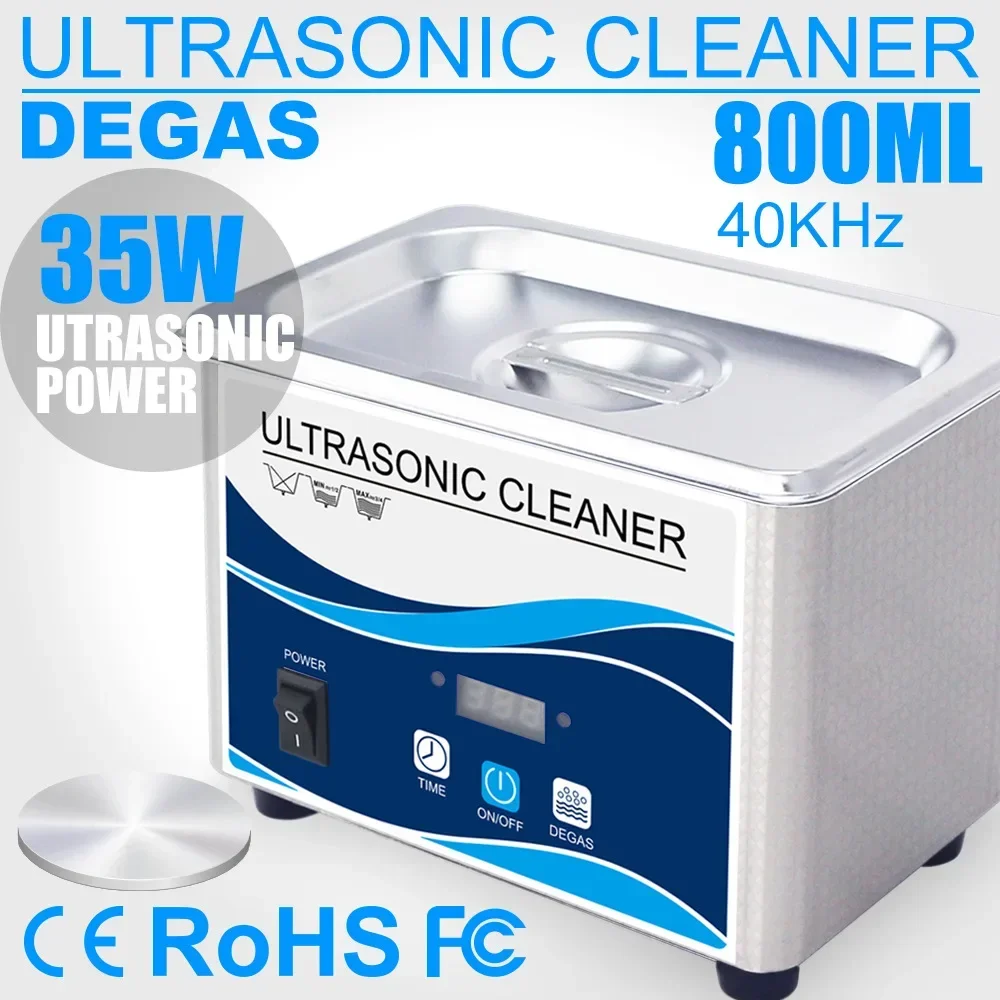 220V 800ml Household Digital Ultrasonic Cleaner 50W Stainless Steel Bath Ultrasound Cleaning for Watches Jewelry Tool Part