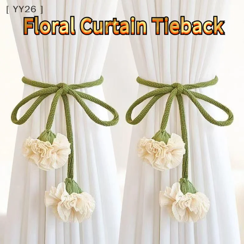 2Pcs Cottage Style Decorative Curtain Holders Floral Curtain Tiebacks for Sheer Curtains &Drapes Creative Window Decor