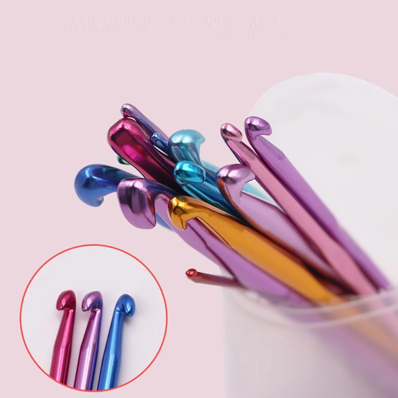 14PCs Colorful Alumina Single-Head Crochet Knitting Tool Sweater Needle Weaving Hook Needle Set