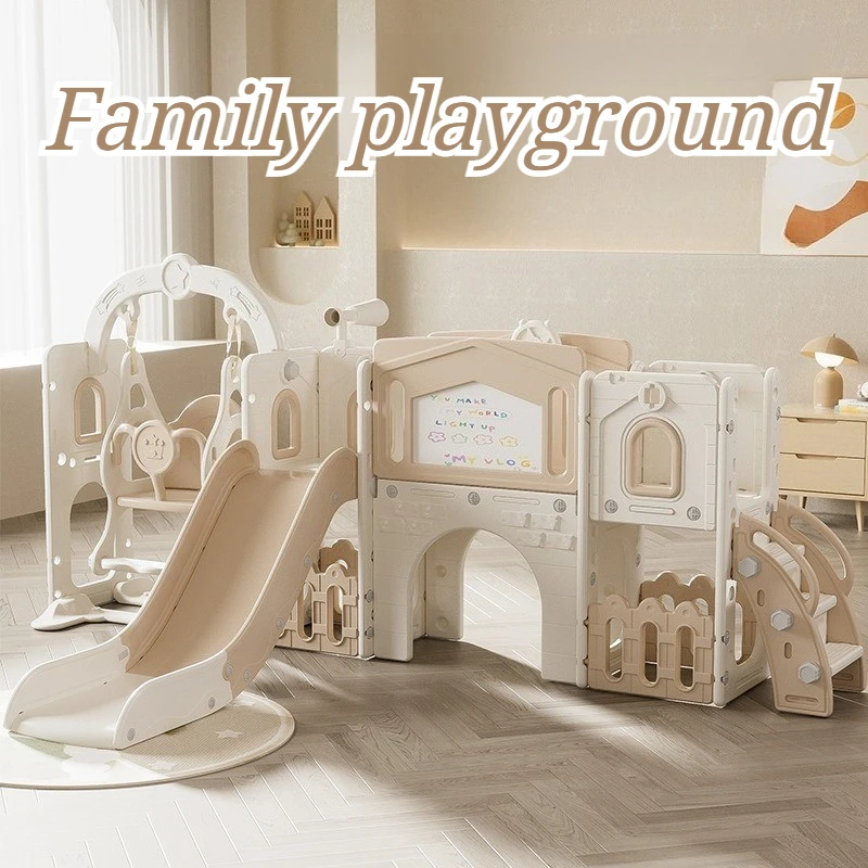 Multifunctional Kids Slide Indoor Playground Set Toddler Slide Combo Safe Rounded Edges Children Slides with Drawing Board
