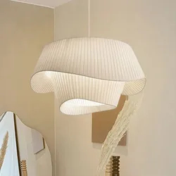 Lampada a sospensione francese LED Designer paralume in tessuto wabi sabi lampada bianca a sospensione per camera da letto sala da pranzo cucina luci dell'isola