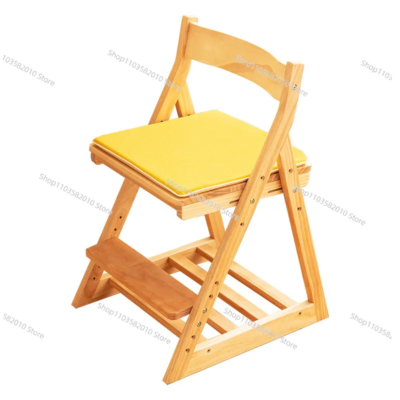 Solid Wood Liftable Study Chair, Children's Back Student Desk Chair for Writing Table