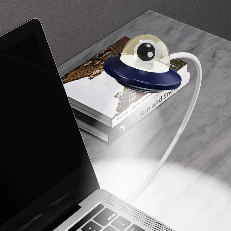 USB Sensor Night Light LED Hand Scanning Reading Decor Desk Lamp 5V Table Lights with Remote Spaceship Lamp for Computer Laptop