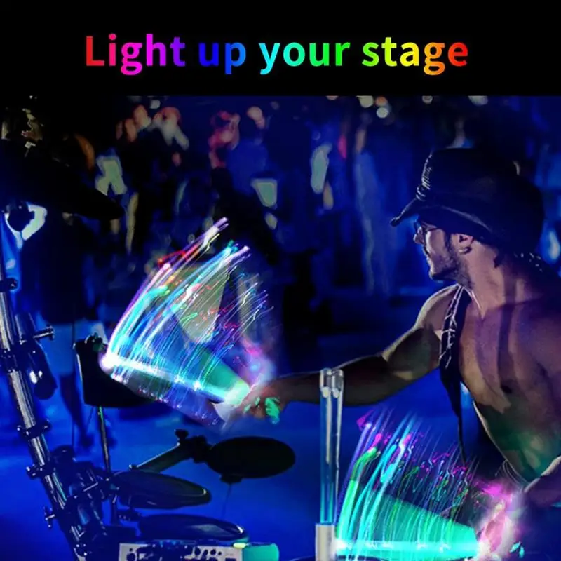 Light Up Drum Sticks 2X Drumsticks For Drummer Rechargeable 15 Color Changing Drum Sticks For Musical Instrument