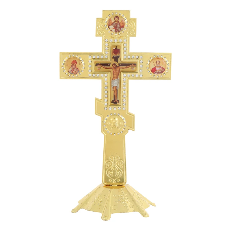 Orthodox Crucifix Religious Items Gold and Silver Cross Decoration Large Jesus Catholic Christ Church Supplies Cruces Religiosas