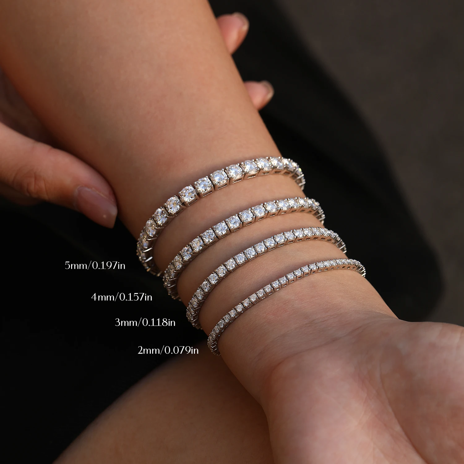 MODIAN D VVS1 Moissanite Tennis Bracelet 925 Sterling Silver Single Row Classic with Box Bracelets for Women Man Fine Jewelry view 4