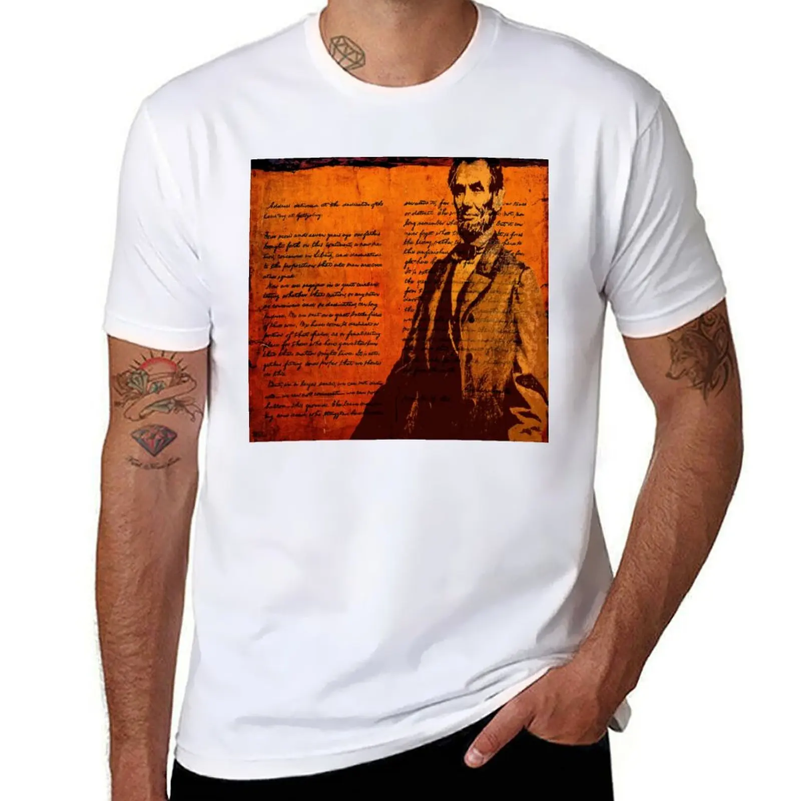 

Футболка ABRAHAM LINCOLN AND THE GETTYSBURG ADDRESS, мужская футболка, роскошная футболка, мужская роскошная футболка
