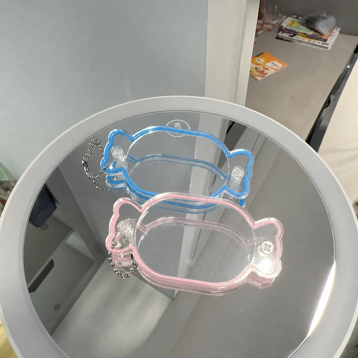 Candy Shape Acrylic Shaker Keychain Clear DIY Charm Pendant with Colored Edge Gift for Bag Keychain Jewelry Making image 5