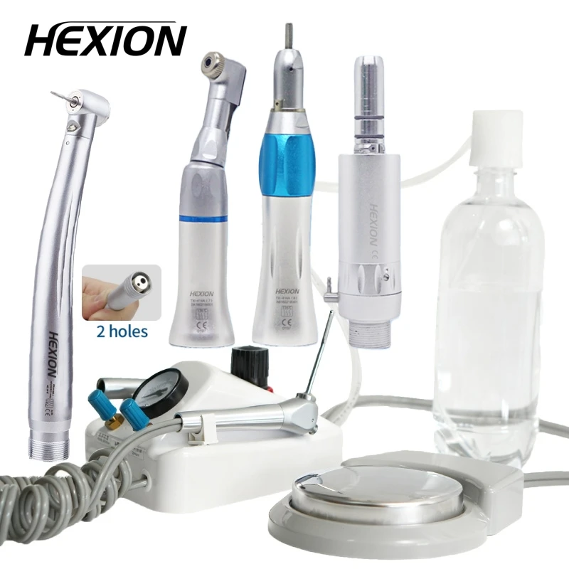 HEXION Tragbare Dental-Turbineneinheit mit 3-Wege-Spritze & 2/4-Loch Hochgeschwindigkeits- und Niedriggeschwindigkeits-Handstück, funktioniert mit Luftkompressor – Zahnmedizinische Ausrüstung – Detail 1