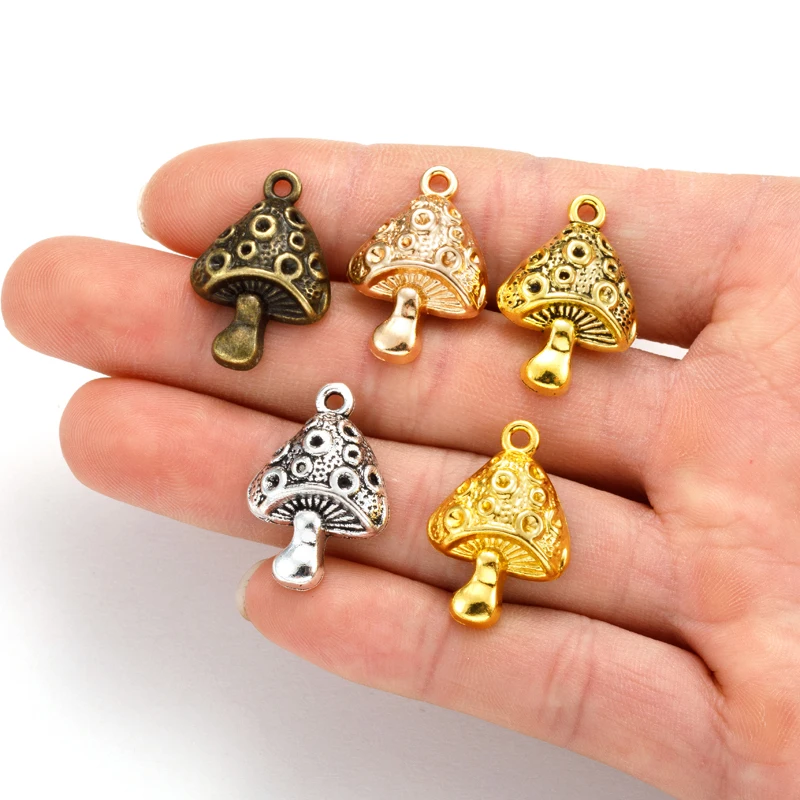 10 Uds. Abalorio de seta de comida de 5 colores apto para collar llavero colgante joyería DIY 26*18mm K11