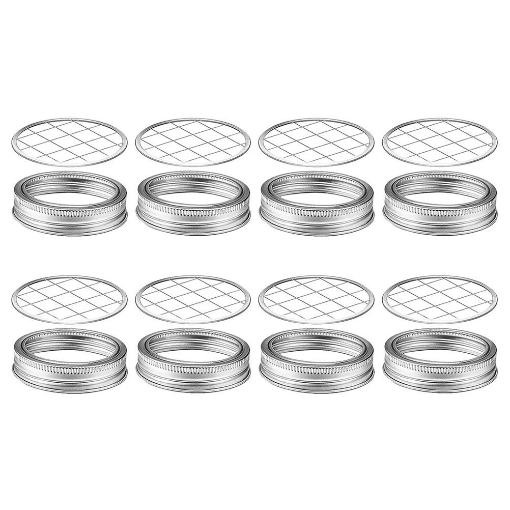 

8 Sets 70mm Jar Lid Inserts for Flower Arrangement Stainless Steel Canning Jars Reusable Practical Tool Grid Lid Set