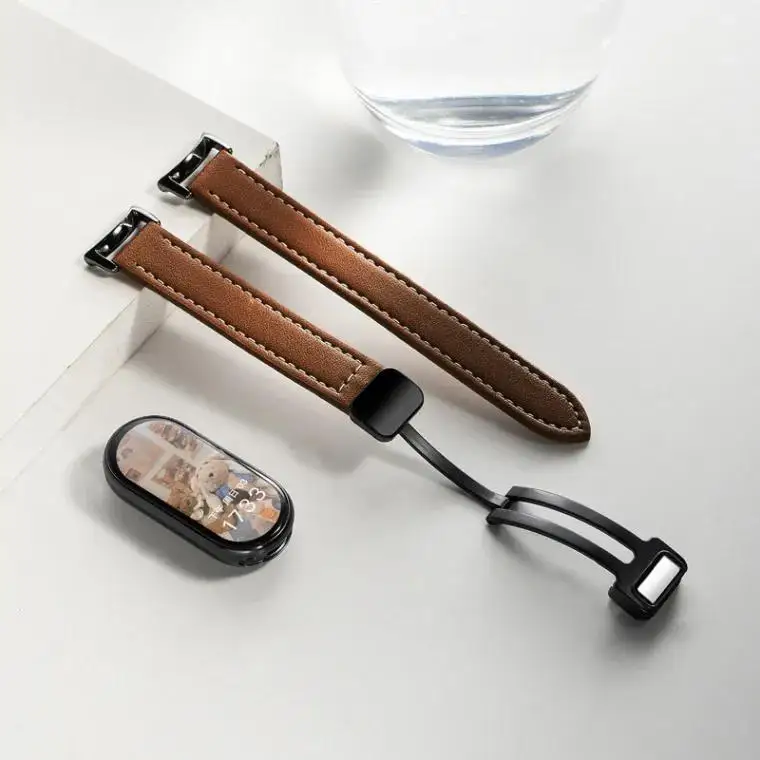Lederarmband für Xiaomi MI Band 10 9 8 NFC MiBand Smartwatch Magnetisches Armband Ersatzband Mi Band 10 Uhrenarmbänder