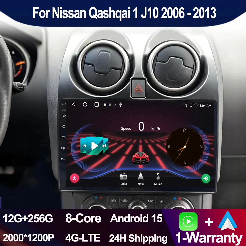 

Android 15 For Nissan Qashqai 1 J10 2006 - 2013 Autoraido Carplay Auto Screen Car Radio DSP 2Din Car Multimedia Player Bluetooth