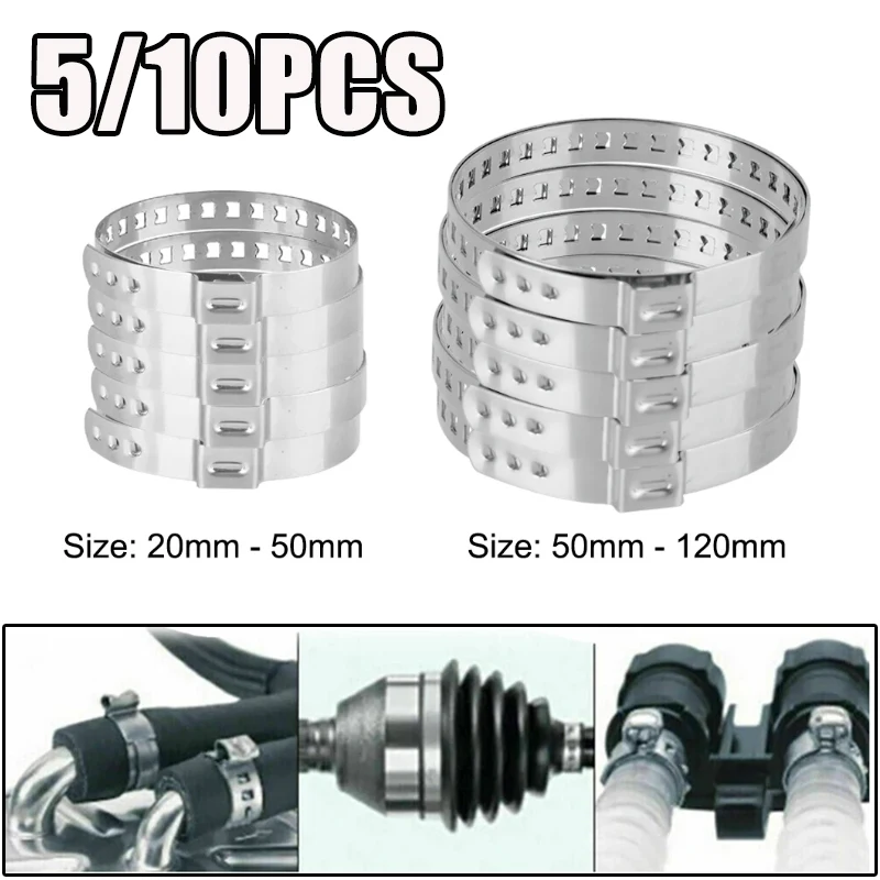

5/10PCS Single-ear Clamp Adjustable Half-shaft Inner/outer Ball Cage Clamp Stainless Steel Multi-hole Universal Buckle Car Parts