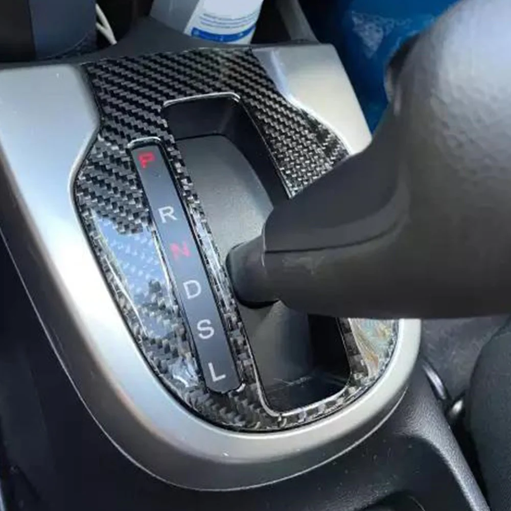 Cubierta de Panel de cambio de marchas de coche de fibra de carbono, pegatina decorativa embellecedora para Honda FIT JAZZ 2014-2018