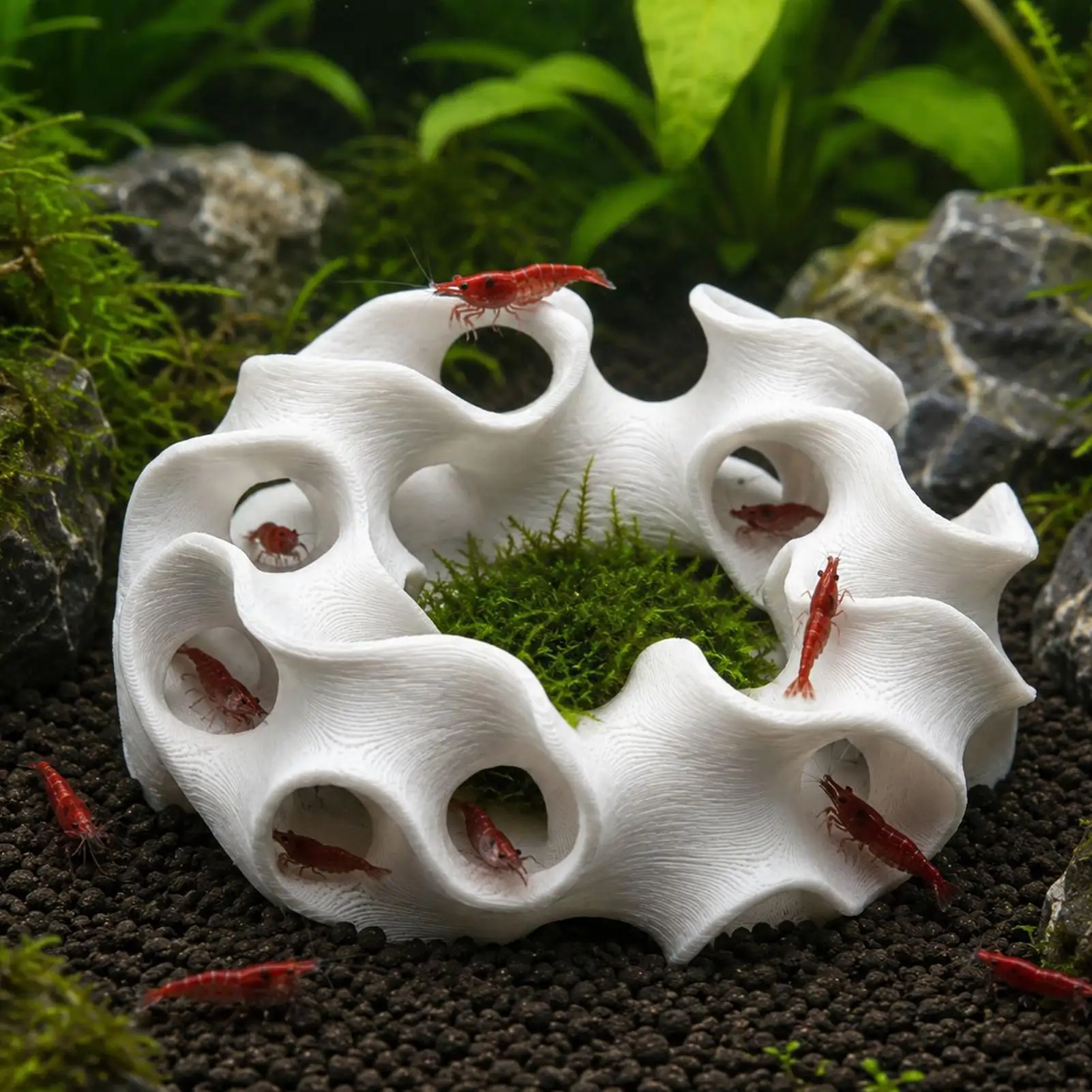 1PC Betta Hammock 3D Printed Fish Shrimp Floating Betta Hideout Shelter Plastic Hollow Out Aquarium Cave Shelter Aquarium Decor