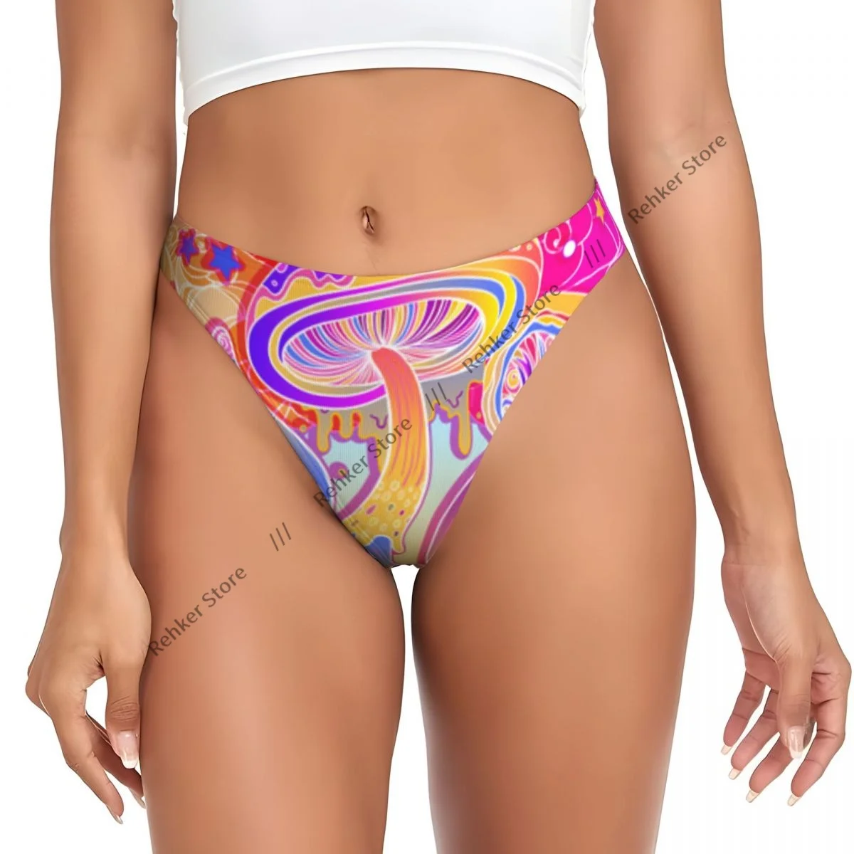 

Sexy Panties Magic Mushrooms Psychedelic 60s Hippie Art Thongs Underwear Women Lingerie Breathable G-string