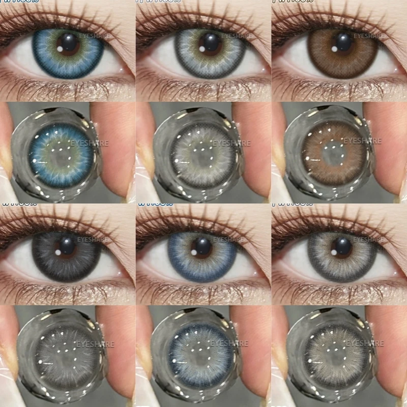 EYESHARE1 Paar modische farbige Kontaktlinsen für Augen, weiche braune Kontaktlinsen, Augen-Make-up, graue Farblinse, modische blaue Farblinsen
