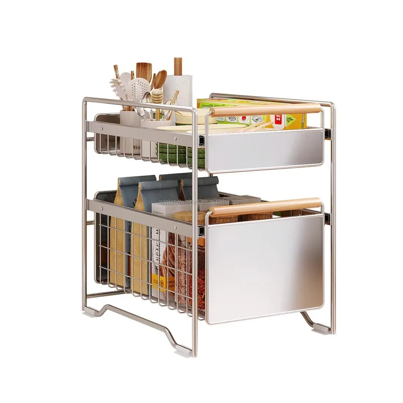 

Многофункциональный органайзер для кухонной мойки из нержавеющей стали с двумя ярусами – Экологичная подставка для хранения