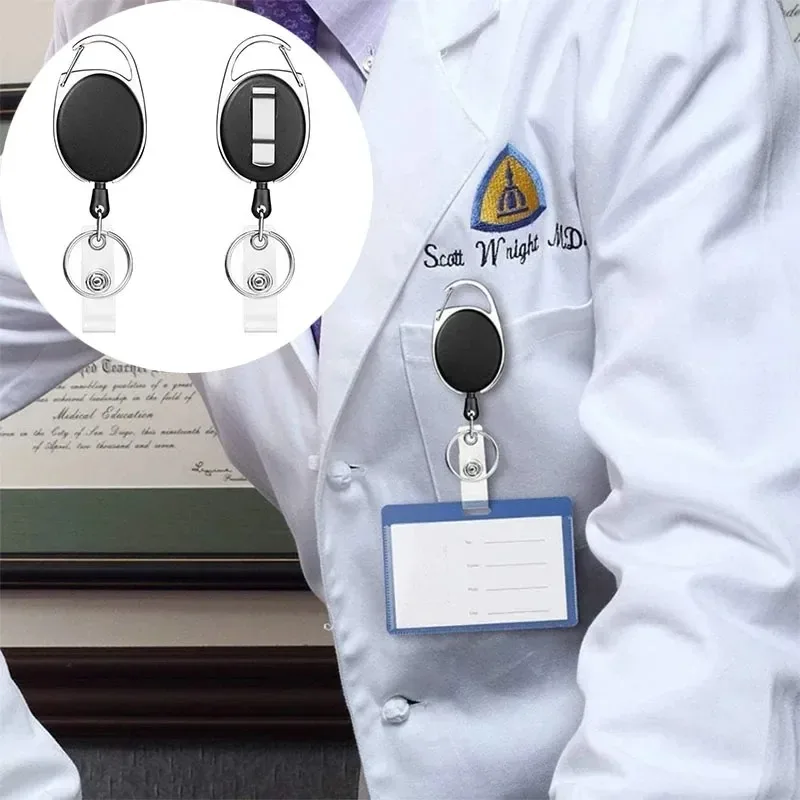 Retractable ID Pendant Badge Reel with Retractable Lanyard Roulette Badge Holder for ID Card Portafettes
