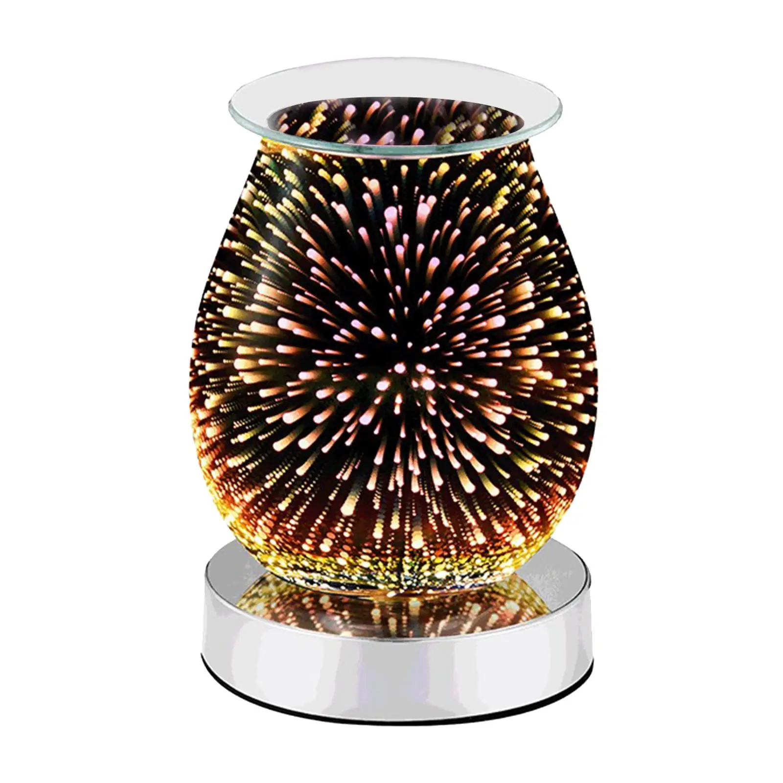 Glass Essential Aroma Oil Diffuser Electric Candle Warmer Glass Wax Melt Warmer 3D Firework Night Light Burner Aroma Home Decor
