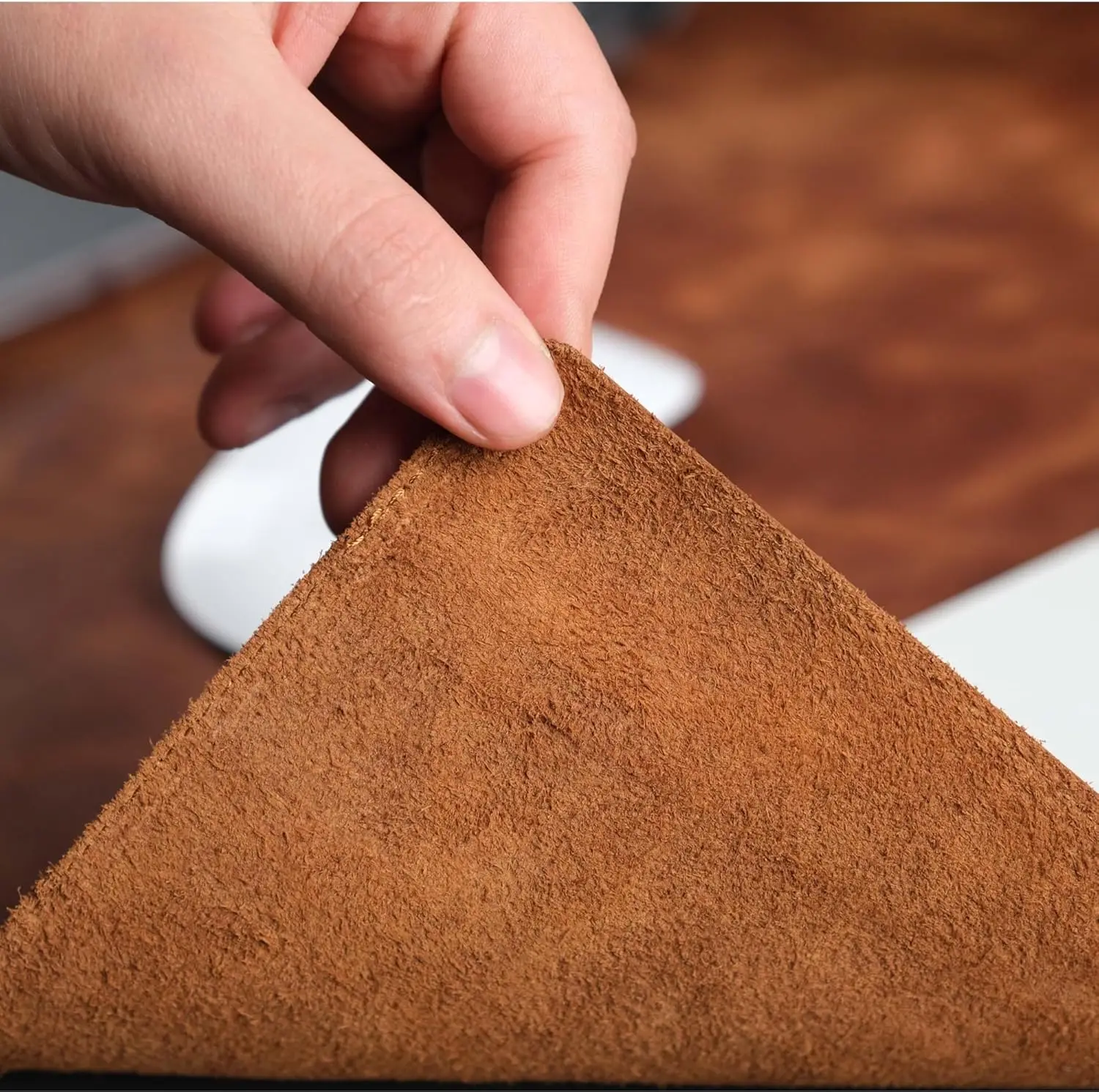 Genuine Leather Desk Pad, Office Desk Mat with Non-Slip Bottom, Smooth Surface for Mouse & Keyboard, Desk Protector