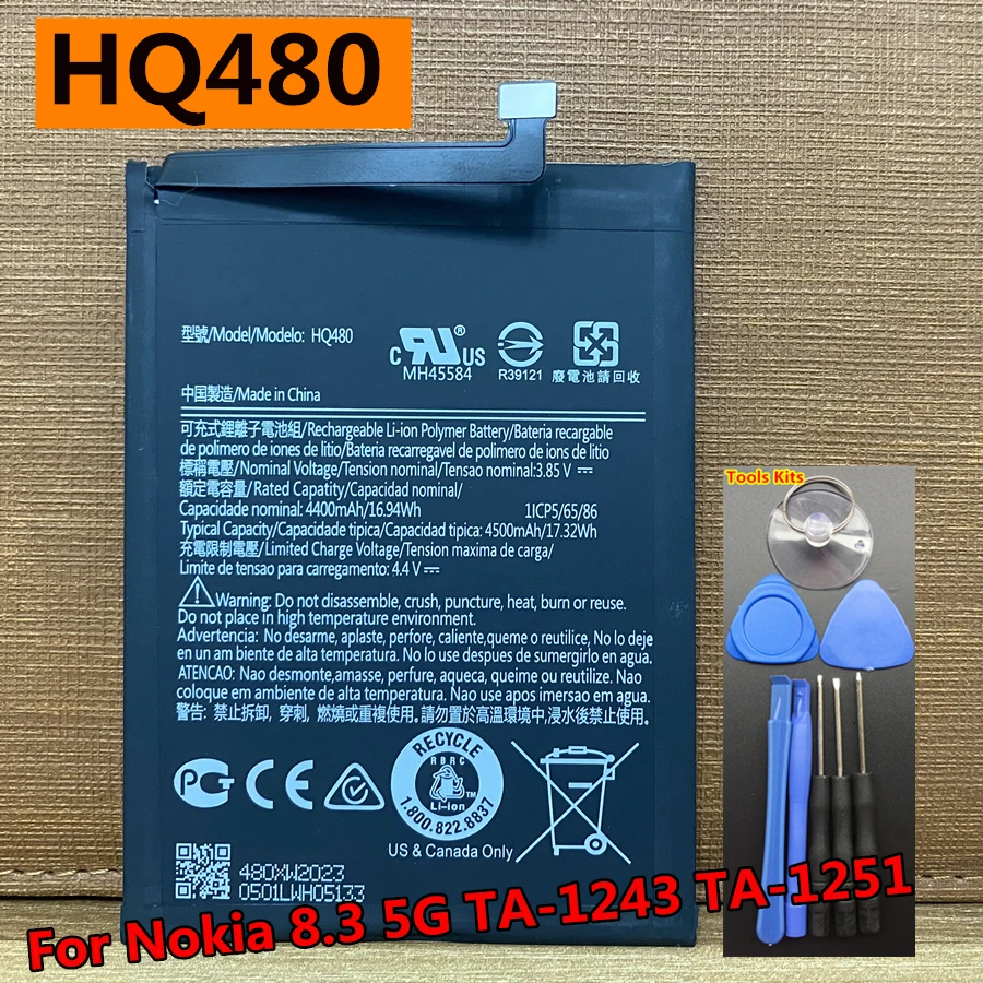 Original New HQ480 4500mAh High Quality Battery For Nokia 8.3 5G TA-1243 TA-1251 Mobile Phone