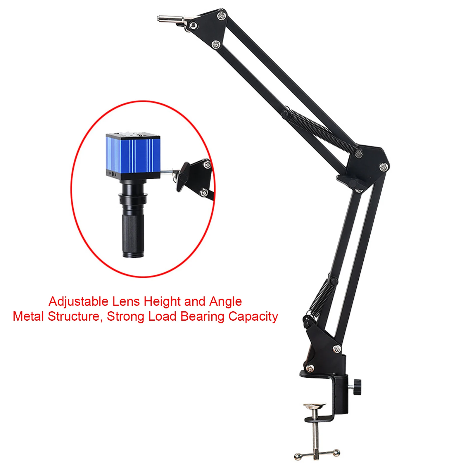 مجهر أحادي العين حامل مرن 360 درجة ذراع قابل للتعديل 42 مللي متر مجموعة حلقات العدسة الصناعية للاستخدام المختبري والصناعي