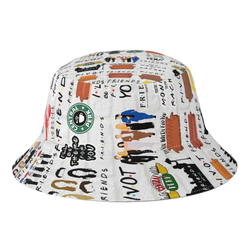 

Winter Cartoon Friends TV Bucket Hat for Men Women Vintage Central Perk Fisherman Hats Seaside Gorros Panama