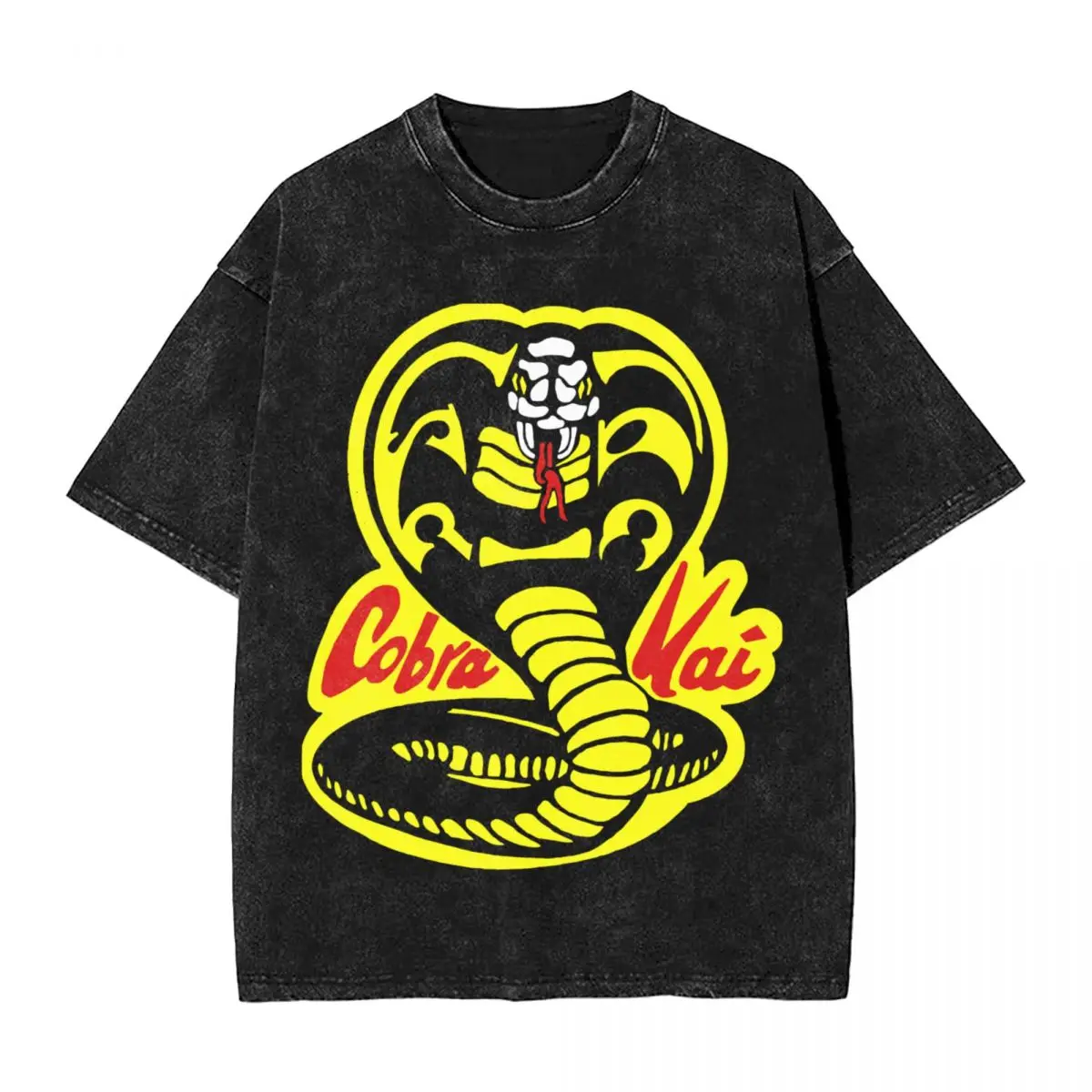 Cobra Kai The Karate Kid T Shirts Washed Oversize T-Shirts Snake Karate Dojo Anime Men Women Tops Streetwear Graphic Tee Shirt