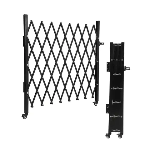 Single Foldable Security Gate 50" H x 75" W Aluminum Expandable Fence Portable Safety Barrier Retractable Driveway Gates