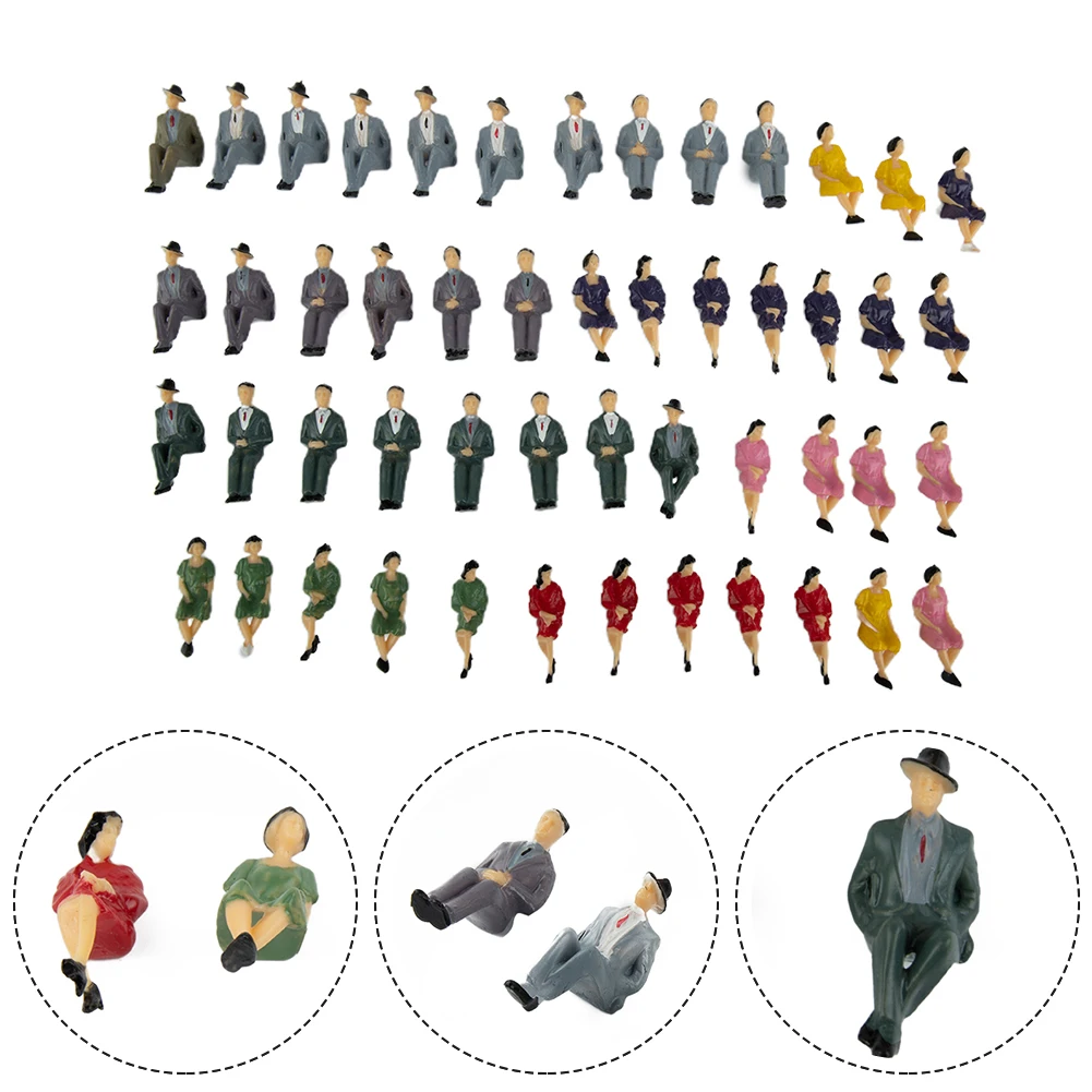 

50 HO Scale 1:32 Seated Figurines In 50 Different Pose, Suitable For Building, Train, Model Scenes, And Garden Decoration