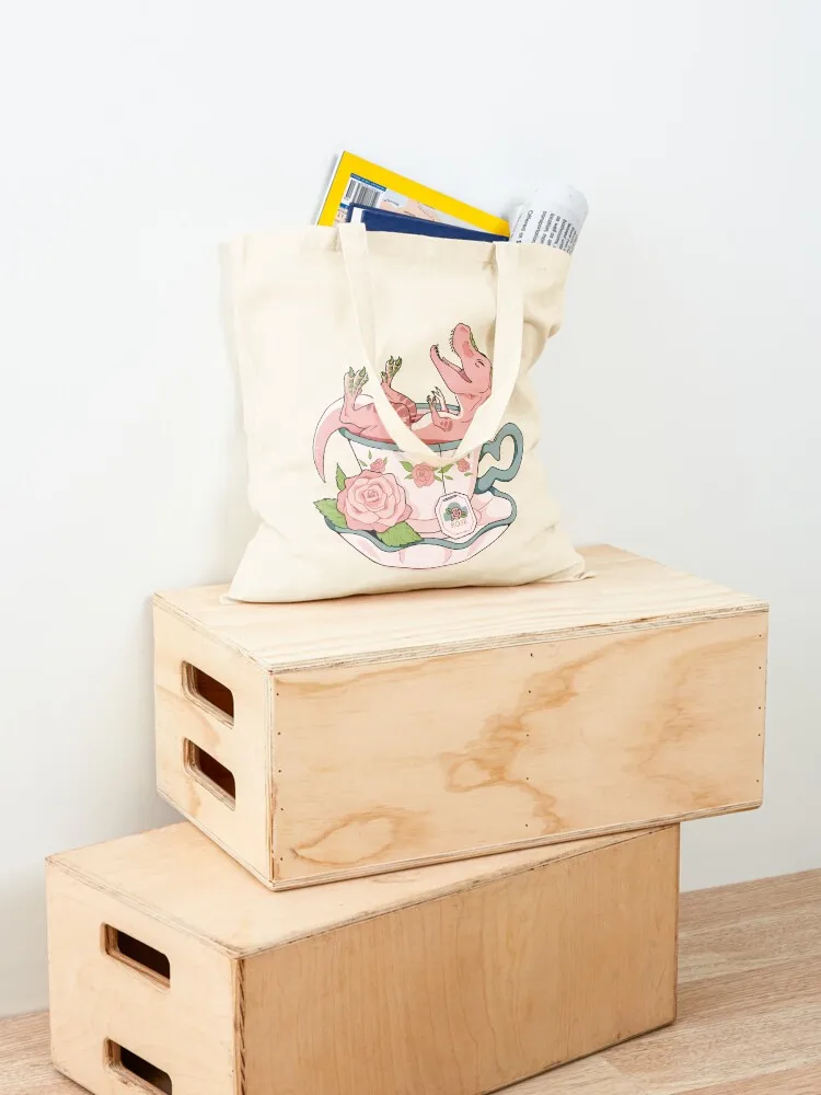 Teacup Dinos: Rose Tea Rex Tote Bag sacs de shopping Shopper tote bag custom Cloth bag