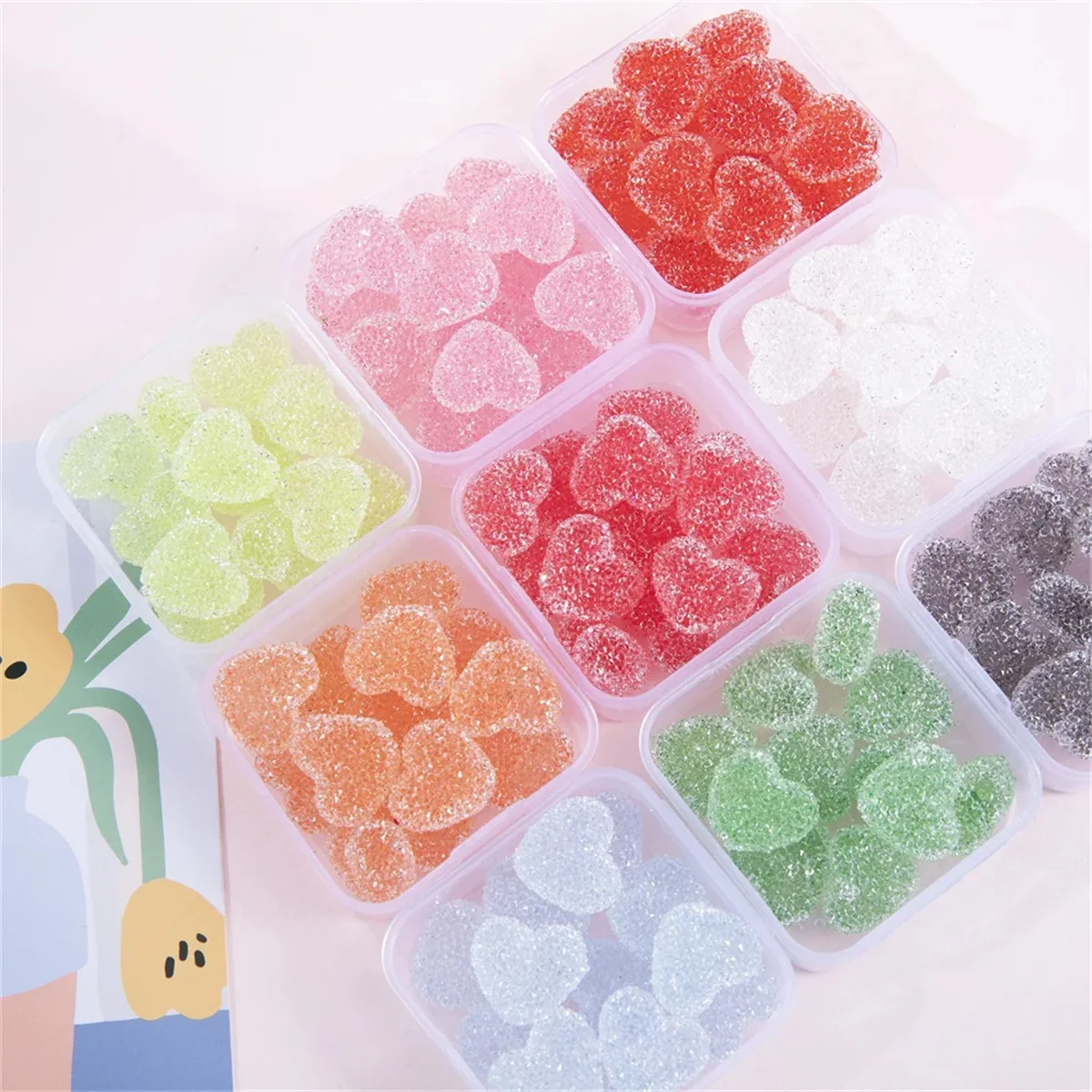 ST32 19mm 3Pcs Sugar Heart Bead DIY Handmade Girl Kawaii Earrings Jewelry Bead Bracelet Necklace Accessories Materials Wholesale